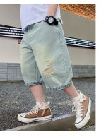 【110-170cm】ショートパンツ 男の子 プリント 落書き ダメージ加工 カジュアル - 画像 (9)