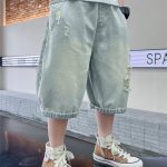 【110-170cm】ショートパンツ 男の子 プリント 落書き ダメージ加工 カジュアル - 画像 (3)
