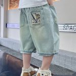 【110-170cm】ショートパンツ 男の子 プリント 落書き ダメージ加工 カジュアル - 画像 (4)