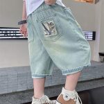 【110-170cm】ショートパンツ 男の子 プリント 落書き ダメージ加工 カジュアル - 画像 (5)