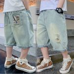 【110-170cm】ショートパンツ 男の子 プリント 落書き ダメージ加工 カジュアル - 画像 (2)