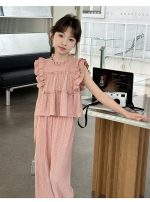 【120-170cm】セットアップ 女の子 無地 フリル ギャザー飾り - 画像 (10)