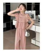 【120-170cm】セットアップ 女の子 無地 フリル ギャザー飾り - 画像 (14)