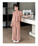 【120-170cm】セットアップ 女の子 無地 フリル ギャザー飾り - 画像 (15)