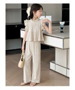 【120-170cm】セットアップ 女の子 無地 フリル ギャザー飾り - 画像 (16)