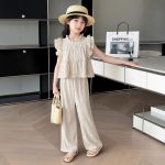 【120-170cm】セットアップ 女の子 無地 フリル ギャザー飾り - 画像 (4)
