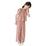 【120-170cm】セットアップ 女の子 無地 フリル ギャザー飾り - 画像 (7)