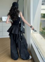 【130-170cm】 ワイドパンツorトップス 女の子 ストリート系 速乾 レース - 画像 (8)