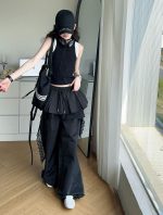 【130-170cm】 ワイドパンツorトップス 女の子 ストリート系 速乾 レース - 画像 (11)