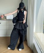 【130-170cm】 ワイドパンツorトップス 女の子 ストリート系 速乾 レース - 画像 (12)