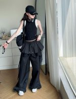 【130-170cm】 ワイドパンツorトップス 女の子 ストリート系 速乾 レース - 画像 (16)