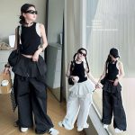 【130-170cm】 ワイドパンツorトップス 女の子 ストリート系 速乾 レース - 画像 (3)