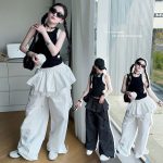 【130-170cm】 ワイドパンツorトップス 女の子 ストリート系 速乾 レース - 画像 (4)