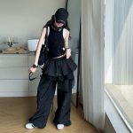 【130-170cm】 ワイドパンツorトップス 女の子 ストリート系 速乾 レース - 画像 (7)