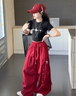 【120-170cm】星柄 Tシャツorパンツ 女の子 ヒップホップ ダンス 練習服 - 画像 (10)