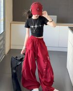 【120-170cm】星柄 Tシャツorパンツ 女の子 ヒップホップ ダンス 練習服 - 画像 (11)