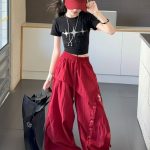 【120-170cm】星柄 Tシャツorパンツ 女の子 ヒップホップ ダンス 練習服 - 画像 (5)