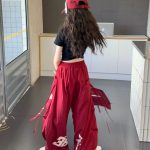 【120-170cm】星柄 Tシャツorパンツ 女の子 ヒップホップ ダンス 練習服 - 画像 (6)