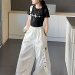【120-170cm】星柄 Tシャツorパンツ 女の子 ヒップホップ ダンス 練習服 - 画像 (3)