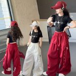 【120-170cm】星柄 Tシャツorパンツ 女の子 ヒップホップ ダンス 練習服