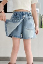 【110-160cm】デニム ショートパンツ  女の子 無地 カジュアル 薄手 夏 ボトムス - 画像 (6)