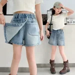【110-160cm】デニム ショートパンツ  女の子 無地 カジュアル 薄手 夏 ボトムス - 画像 (2)