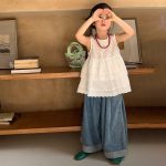 【100-150cm】トップスorパンツorセットアップ 女の子 ファッション レース 切り替え - 画像 (4)