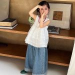 【100-150cm】トップスorパンツorセットアップ 女の子 ファッション レース 切り替え - 画像 (6)