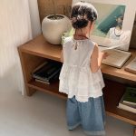 【100-150cm】トップスorパンツorセットアップ 女の子 ファッション レース 切り替え - 画像 (7)