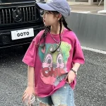 【100-160cm】 半袖Tシャツ 女の子 プリント カートゥーン - 画像 (6)
