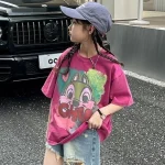 【100-160cm】 半袖Tシャツ 女の子 プリント カートゥーン - 画像 (3)
