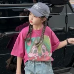 【100-160cm】 半袖Tシャツ 女の子 プリント カートゥーン - 画像 (4)