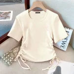 【120-170cm】半袖Ｔシャツ 女の子 無地 リボン結び - 画像 (3)