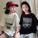 【90-160cm】Tシャツ 女の子 アルファベット プリント