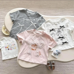 【80-150cm】半袖 Tシャツ 女の子 プリント リボン結び - 画像 (2)