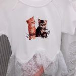 【110-160cm】半袖 トップス Tシャツ 女の子 レース カートゥーン ネコ柄 しっかり - 画像 (10)