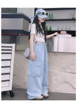 【120-170cm】パンツ 女の子 ボーダー ストリート系 カジュアル ダンス服 - 画像 (8)