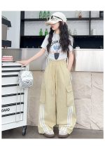 【120-170cm】パンツ 女の子 ボーダー ストリート系 カジュアル ダンス服 - 画像 (14)