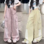 【120-170cm】パンツ 女の子 ボーダー ストリート系 カジュアル ダンス服 - 画像 (3)