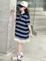【100-150cm】半袖 ワンピース  女の子 ボーダー  Aライン 切り替え カジュアル - 画像 (6)