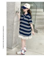 【100-150cm】半袖 ワンピース  女の子 ボーダー  Aライン 切り替え カジュアル - 画像 (11)