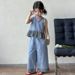 【100-150cm】セットアップ 女の子 しゃれ チェック柄 切り替え - 画像 (3)