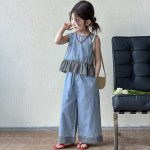 【100-150cm】セットアップ 女の子 しゃれ チェック柄 切り替え - 画像 (4)
