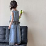 【100-150cm】セットアップ 女の子 しゃれ チェック柄 切り替え - 画像 (5)