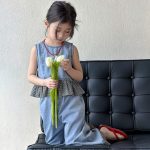 【100-150cm】セットアップ 女の子 しゃれ チェック柄 切り替え - 画像 (6)
