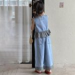 【100-150cm】セットアップ 女の子 しゃれ チェック柄 切り替え - 画像 (7)