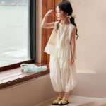【90-150cm】セットアップ 女の子 刺繍 切り替え - 画像 (3)