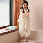 【90-150cm】セットアップ 女の子 刺繍 切り替え - 画像 (4)