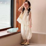【90-150cm】セットアップ 女の子 刺繍 切り替え - 画像 (8)