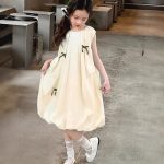【120-160cm】ワンピース 女の子 Aライン リボン結び ノースリーブ スウィート - 画像 (11)